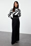 Black Zebra Print Crop Knitwear Sweater Twoaw21Kz0010 - 2