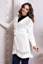 Cm88002 Knitwear Buttoned Front Cord Laced Long Cardigan Ecru - 6