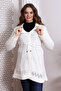Cm88002 Knitwear Buttoned Front Cord Laced Long Cardigan Ecru - 3