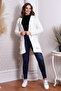 Cm88002 Knitwear Buttoned Front Cord Laced Long Cardigan Ecru - 5