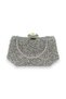 Silver Gray Lame Color Jewelled Pearl Metal Handle Evening Dress Bag Evening Bag Engagement Wedding Bridal Bag - 6