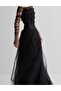 Black Tulle Gloves Gathered Evening Dress Sleeves Fingerless Long Party Gloves Draped