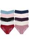 10 Pack Cotton Tulle Front Lace Detail Women's Briefs