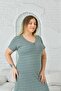 Women's Striped Short Sleeve Oversize Dress - 5