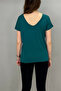 Women's Front-Back and Collar Batwing Short Sleeve T-Shirt Petrol - 5