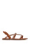 Tan Stone Detailed Women's Flat Sandals - 23sfd443614
