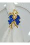 6-piece Blue Mother-of-Pearl Enamel Gold Plated Branch Patterned Double Butterfly Napkin Ring