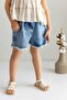 Light Blue Unisex Denim Shorts with Elastic Waist and Lint at the Ends - 4