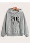 Spider Leg Sweatshirt Zippered Cardigan - Gray Printed Oversize Pocket Winter Hoodie