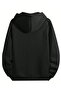 Basic Sweatshirt Zippered Cardigan - Black Unprinted Oversize Winter Hoodie with Pockets - 2