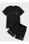 23 Chicago T-Shirt Shorts - Black Bottom Top Team Shorts T-Shirt Combo Printed Crew Neck