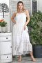 White Strappy Lined Skirt Ruffle Lace Woven Designer Dress - 2