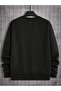 Freedom Line Sweatshirt - Black Printed Oversize Thick Crew Neck - 3