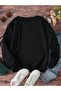 Dog Mom Paw Pattern Sweatshirt - Black Printed Oversize Thick Crew Neck - 2