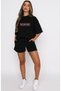 Blackpink T-Shirt Shorts - Black Shorts T-Shirt Top and Bottom Set Printed Crew Neck - 4