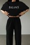 Balance T-shirt Sweatpants Jogger - Black Printed Tracksuit Set Oversize Crew Neck