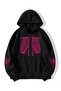 Dotted Skeleton Heart Zippered Cardigan - Black Printed Oversize Winter Hoodie with Pockets