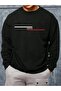 Freedom Line Sweatshirt - Black Printed Oversize Thick Crew Neck