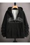 Los Angeles California Sweatshirt Zippered Cardigan - Black Printed Oversize Pocket Winter Hoodie - 3