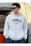 Paris Club Francais Sweatshirt - Gray Printed Oversize Thick Hoodie - 3