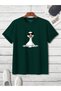 Glasses Duck T-Shirt - Green Printed Oversize Short Sleeve Crew Neck