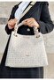 Women's Cream Braided 5-Compartment Shoulder Bag and Wallet Combination - 4