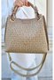 Braided Sand Colored Women's Hand and Shoulder Bag - 8
