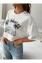 Women's White Los Angelos Beach Printed Oversized Crop Top - 3