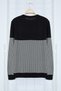 Black Slim Slim Fit Crew Neck Striped Knitwear Sweater Tmnaw21Kz0557 - 8