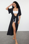Polka Dot Belted Maxi Woven Tie-Up Kimono&Kaftan Tbess24Km00071