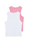 Pembe-Beyaz 2'li Paket Vücuda Oturan Crop Halter Yaka Fitilli Esnek Örme Atlet TWOSS21AL0058 - 8