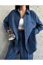 Women's Blue Two-Piece Linen Shirt and Pants Top and Bottom Set - 3