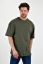 Unisex Cotton Khaki Crew Neck Oversize T-shirt - 3
