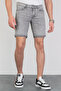 Men's Snow Wash Grinding Relaxed Fit Flexible Lycra Grey Jeans Jean Shorts Hlthe 001961 - 5