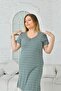 Women's Striped Short Sleeve Oversize Dress - 4