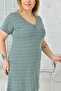 Women's Striped Short Sleeve Oversize Dress - 6