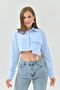 100% Cotton Single Pocket Long Sleeve Crop Shirt - 2