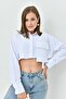 100% Cotton Single Pocket Long Sleeve Crop Shirt - 6