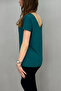Women's Front-Back and Collar Batwing Short Sleeve T-Shirt Petrol - 3