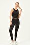 Black Corded High Waist Full Length Leggings