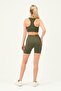 Khaki Ribbed High Waist Biker Tights - 3