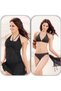 New Season 3 Piece Black Mesh Bikini Swimsuit