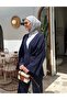 100% Cotton Navy Blue Detailed Side Tie Linen Fabric Kimono Set - 5