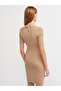 90130 Metal Lace Front Knitwear Dress-dark Beige - 2