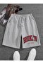 Brooklyn New York Combed Cotton Shorts - Gray Printed Pocket Summer