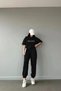 Balance T-shirt Sweatpants Jogger - Black Printed Tracksuit Set Oversize Crew Neck - 3