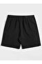 Basic Plain Combed Cotton Shorts - Black Unprinted Pocketed Summer - 2