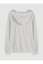 Rabbit Logo Minimal Sweatshirt Zippered Cardigan - Gray Printed Oversize Pocket Winter Hoodie - 4