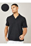 Premium Chevron Textured Knit Revere Collar Relaxed Polo