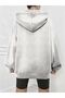 New York U.S.A Text Sweatshirt Zippered Cardigan - Gray Printed Oversize Pocket Winter Hoodie - 2